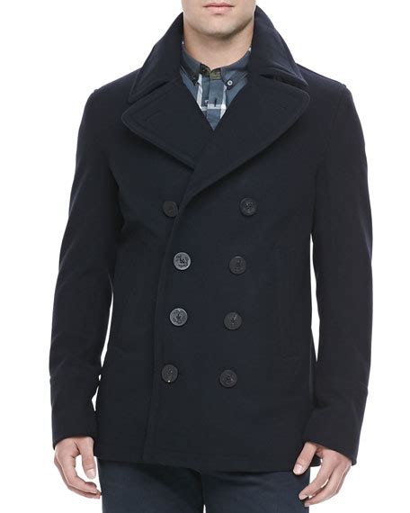 burberry brit pea coat nordstrom|Burberry pea coat men's sale.